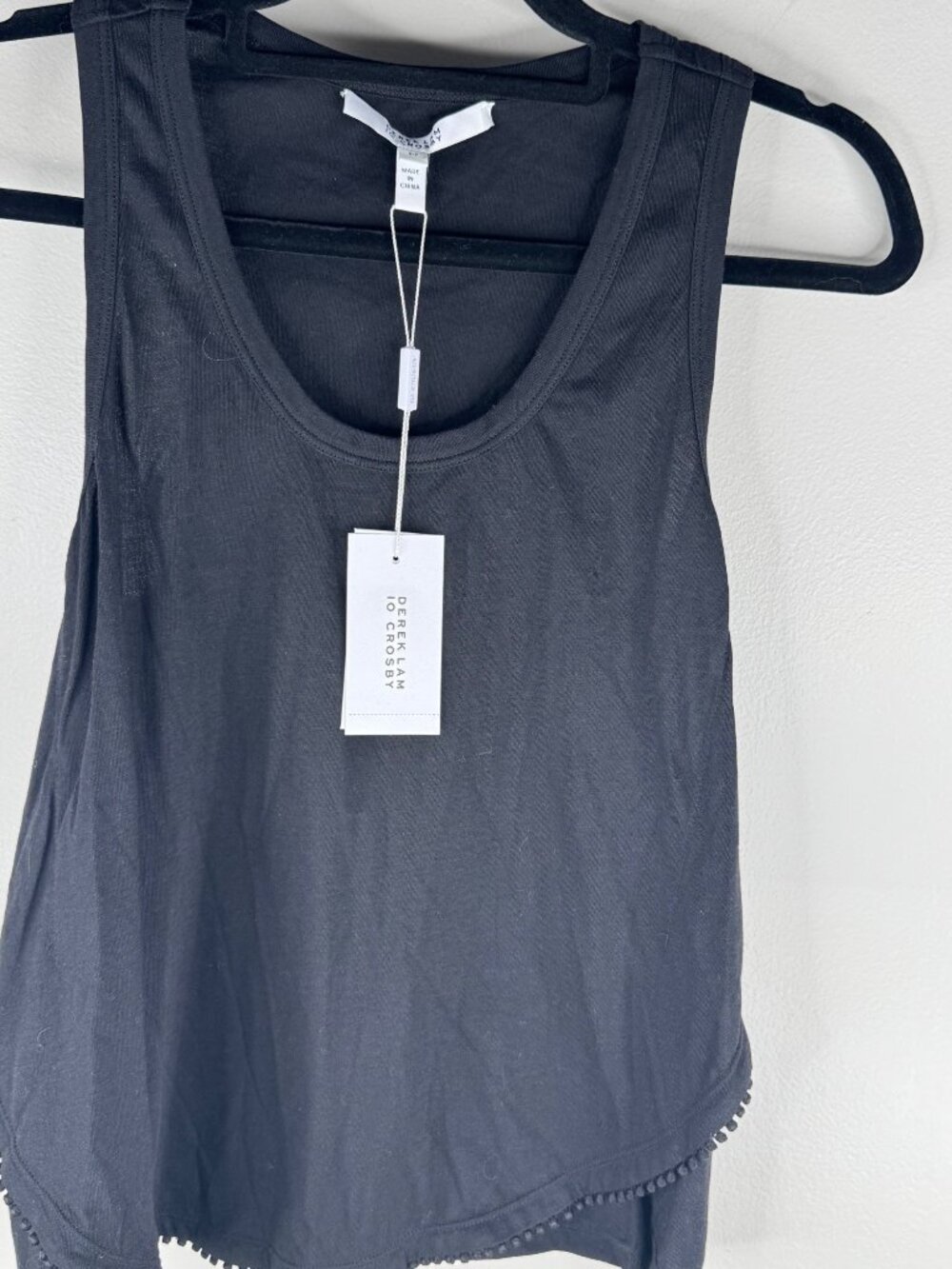 Derek Lam Pom Pom Tank Black Racerback Top Size S NWT $195 - Picture 5 of 5